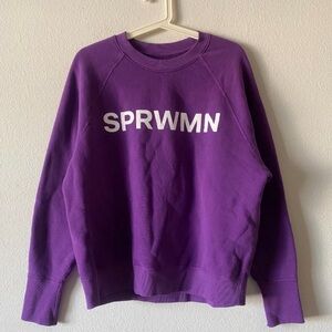 Purple Crewneck Sweater with Ribbed Collar